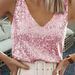 Sexy V-Neck Sequin Vest for Women Summer European American Style Mature Ladies Fashion Top_ecoleips.com