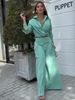 Women's Clothing Summer New Temperament Long Sleeved Tops Wide Leg Pants Fashionable Two Piece Suits For Women_ecoleips.com