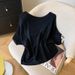 Summer New Style Women's off the Shoulder T-Shirt Batwing Sleeve Ice Silk Knitwear Top Collbone T-Shirt Bulk Order 2026_ecoleips.com