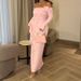 Elegant Off Shoulder Long Sleeve Skinny Dress Fashion Flower Dimensional Pink Wrap Hip Dress Lady Sexy Backless Solid Long Dress_ecoleips.com