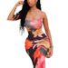 Women's Clothing Suspender Contrast Color Knitted Dress Long Skirt_ecoleips.com