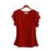 Plus Size Short Sleeve New Chiffon Summer Blouse Women's Versatile Belly Covering Loose Double Layer Stylish Top_ecoleips.com