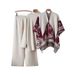 Women's 3-Piece Knit Set – Shawl Coat Cardigan + Oversized Sweater + Wide Leg Pants, Boho Chic Loungewear, Autumn Spring Casual Outfit_ecoleips.com