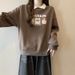Foreign Trade Real Shot European Style Thin Polo Collar Sweatshirt Women, Loose Fit, Versatile, Korean Version, Printed_ecoleips.com