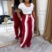 Women's Wide Leg Pants - High Waisted Casual Palazzo Trousers With Elastic Waist, Trendy Loose Fit Lounge Pants_ecoleips.com