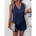 Women's Clothing Summer Suit Fashion Casual V Neck Irregular Vest Shorts Suit_ecoleips.com
