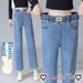 Elastic High-waisted Women's Jeans Spring And Autumn, Loose Fit, Cropped Length, Slimming, Versatile, Straight-leg Pants_ecoleips.com