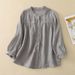 Aria Basics Aria Basics Foreign Trade Italian Women's Clothing***Discounted Cotton-Linen Shirt, Lightweight Loose-Fit Slimming Three-Quarter_ecoleips.com