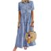 Women's Clothing Long Multi Button Distressed Dress_ecoleips.com