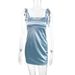 Square Neck Bodycon Midi Dress With Adjustable Tie-Front - Summer Sleeveless Slim Fit Cocktail Dress_ecoleips.com