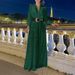 New Fashionable V Neck Long Sleeved Shirt, Elegant, Waist Slimming, Slimming Sequined Wide Leg Pants With Belt_ecoleips.com