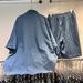 Women's Clothing Heavy Beaded Diamond Gradient Denim Short Sleeve Shirt Top Elastic Waist Denim Shorts Two Piece Set_ecoleips.com