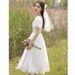White Formal Registration, Suitable Everyday Wear, Elegant V-neck French-style For Birthday Parties, Light Wedding Dress_ecoleips.com