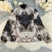 Women's Elegant Printed Blouse - Stretchy V-Neck Long Sleeve Top For Office & Casual Wear (Black, S-Xl)_ecoleips.com
