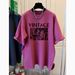 European Style Women's Oversized T-Shirt Short Sleeve Longline round Neck Casual Top American Vintage Inspired Streetwear_ecoleips.com