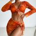 Trendy 4-Piece Bikini Set For Women - Sexy High-Cut Swimwear With Adjustable Straps & Quick-Dry Fabric (Multiple Prints)_ecoleips.com