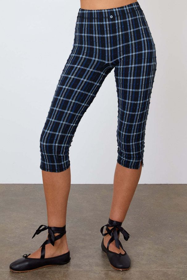 Women's Plaid Cropped Pants European American Style Straight Leg Casual Stretchy Slim Fit Capri Trousers for Spring/Autumn & Summer_ecoleips.com