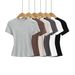 Women's Clothing Thread Tight Short Sleeved T Shirt Women's Summer Slim Round Neck Solid Color Elastic Sports Top_ecoleips.com