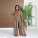 TW883 Women's Wide Leg Casual Chiffon Jumpsuit High Waisted with Suspenders Solid Color Loose Fitting Romper European American Style Summer Clothing_ecoleips.com