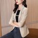 Women's Cropped Blazer With Three-quarter Sleeves, New Slim-fit Casual Short Jacket Petite Women, Suitable For Spring_ecoleips.com