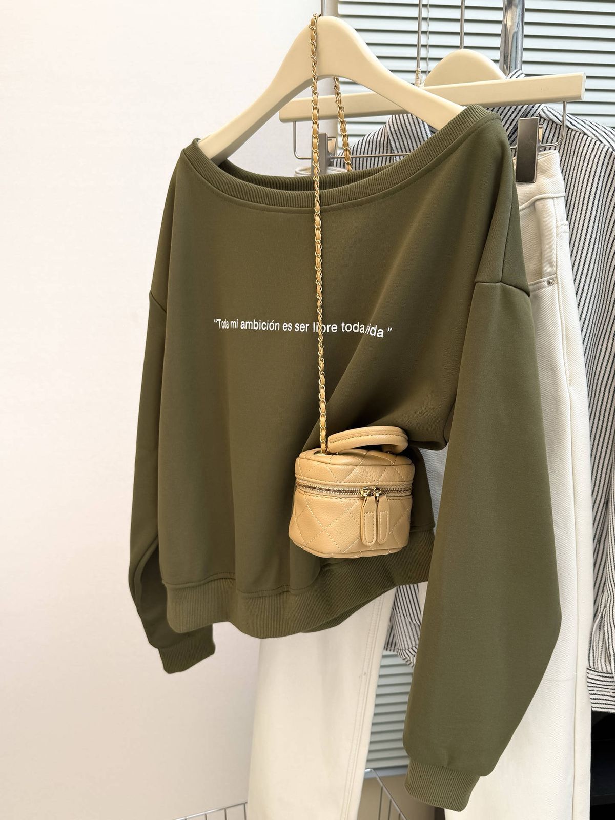 American-style Real-shot One-shoulder Off-shoulder Long-sleeve Sweatshirt Women, Thin Loose-fitting, Korean-style,_ecoleips.com