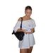 Summer New Women's Clothing American Street Fashion Letter Printed Slanted Shoulder Short Sleeve Loose T-Shirt Top_ecoleips.com