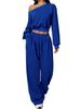 Women's Clothing Chic Off-the-Shoulder Top & Wide-Leg Pants Set – Elegant Autumn Style With Flowy Comfort"_ecoleips.com