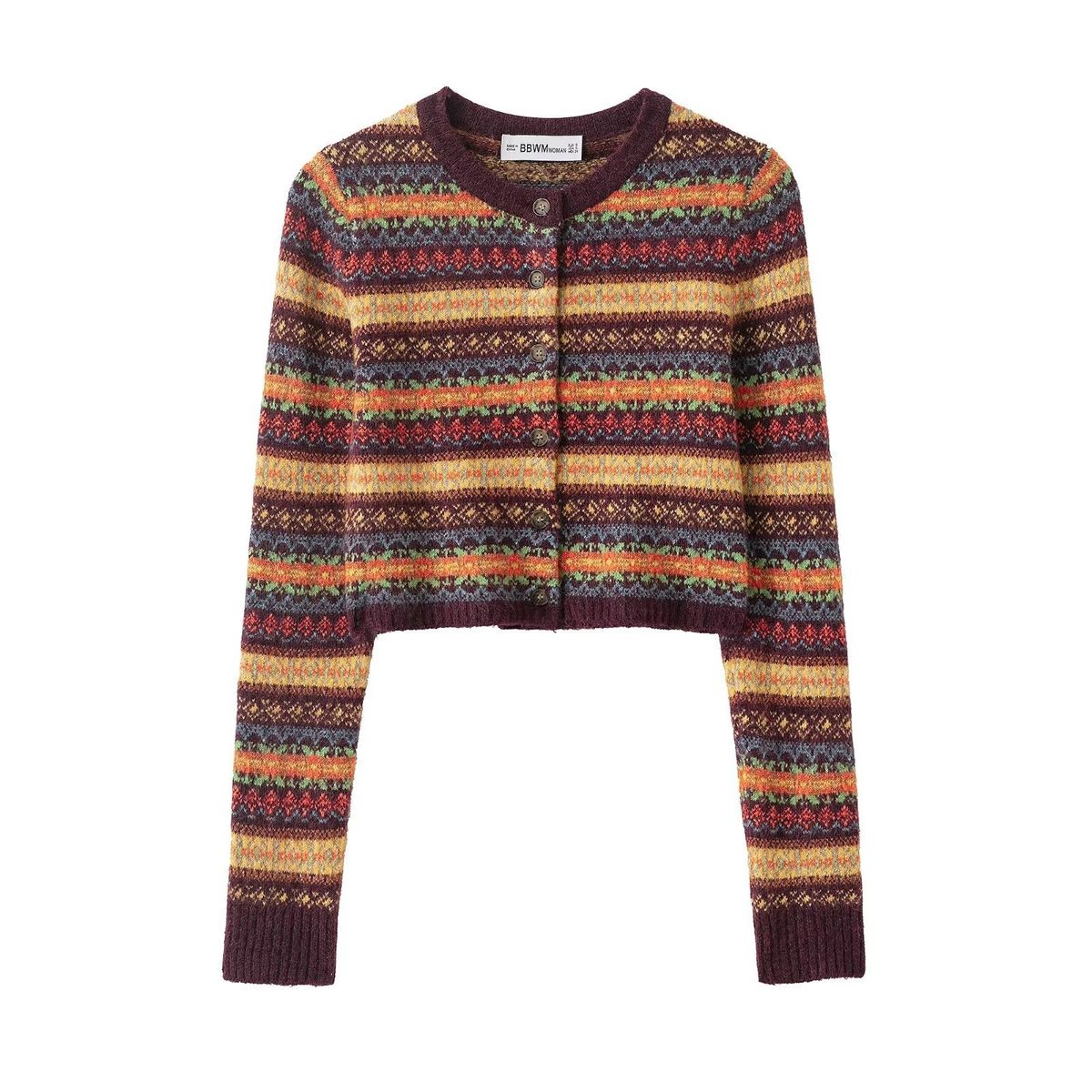 Aria Basics Aria Basics BSK&TRAF Women's Clothing 2025 Autumn New Sweater European And American Retro Style Fashion Jacquard Knit 5755144_ecoleips.com