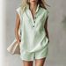 Women's Casual Sleeveless Short Suit Style_ecoleips.com