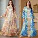 Women's Clothing Middle East Dubai Women's Robe Long Skirt Fashion Printing Splicing Loose Sequin Dress_ecoleips.com