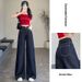 Tencel Denim Blue Wide-Leg Jeans For Women, Summer Thin High-Waisted Slimming Loose Drapey Floor-Length Straight Pants_ecoleips.com
