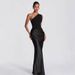 Summer New Arrivals Sexy One Shoulder Satin Evening Gown American Style Elegant Bodycon Dress For Women_ecoleips.com