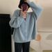 Women's Loose Pink Slimming Knit Cardigan Plus Size Long Sleeve Soft Cozy Chunky Sweater Coat For Spring/Autumn/Winter Casual Elegant Fashion_ecoleips.com