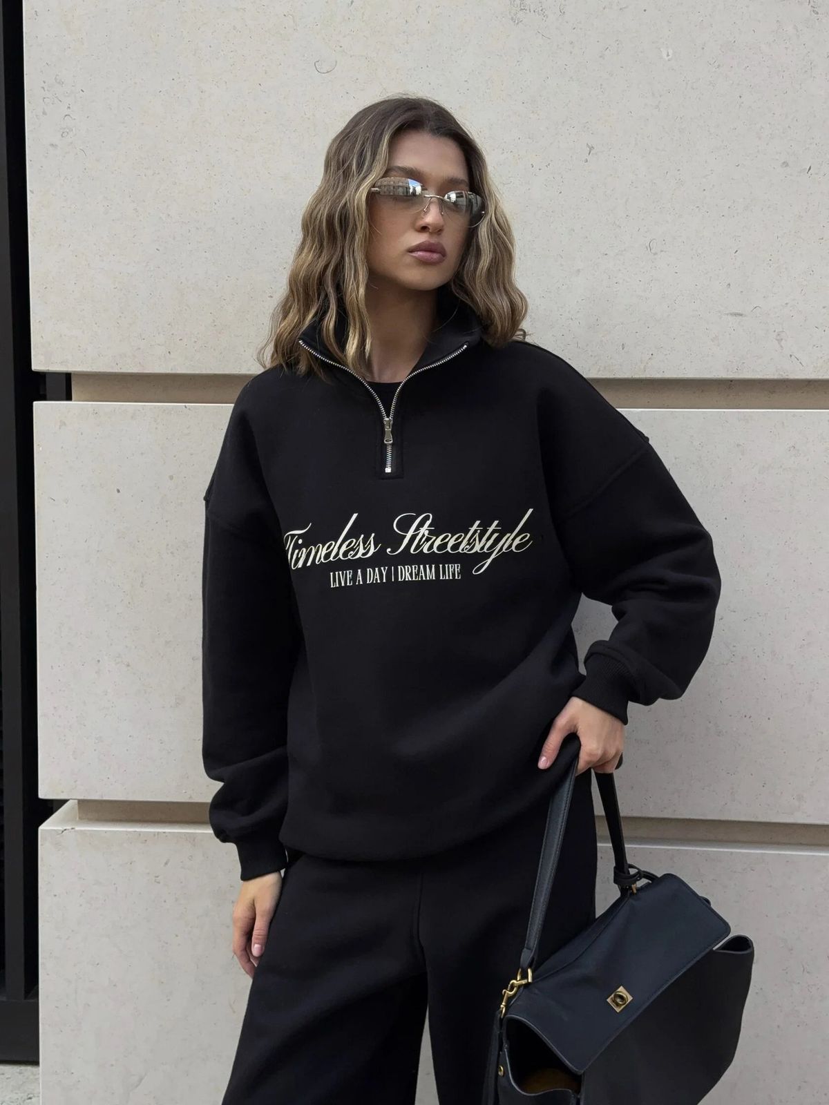 Independent Station Letter Printing Long-sleeved Sweater Trousers Casual Suit Oversize Jumper Sweatpants Two-piece Set_ecoleips.com