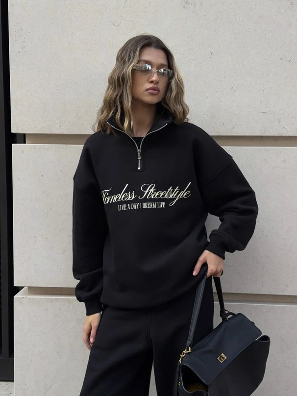 Independent Station Letter Printing Long-sleeved Sweater Trousers Casual Suit Oversize Jumper Sweatpants Two-piece Set_ecoleips.com