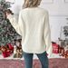 "Christmas Fair Isle Sweater – Bow-Knot Acrylic Knit (Cream) | Sweet & Cozy"_ecoleips.com