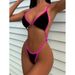 Cikini Summer Beach Women's Contrast Trim Halterneck One-Piece Swimsuit Sexy Swimwear Bathing Suit_ecoleips.com