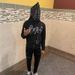 "Y2K Rhinestone Hooded Cardigan – Glam Grunge Unisex Sweatshirt, Oversized Fit With Crystal Accents, Retro Streetwear For Halloween & Beyond_ecoleips.com