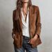 2026 European American Cross-border Autumn Women's Jacket, Elegant Brown Suede Coat With Pockets And Buttons_ecoleips.com