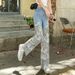 Women Lace Stitching Niche For Summer New Straight Slim Retro Style Casual Jeans_ecoleips.com
