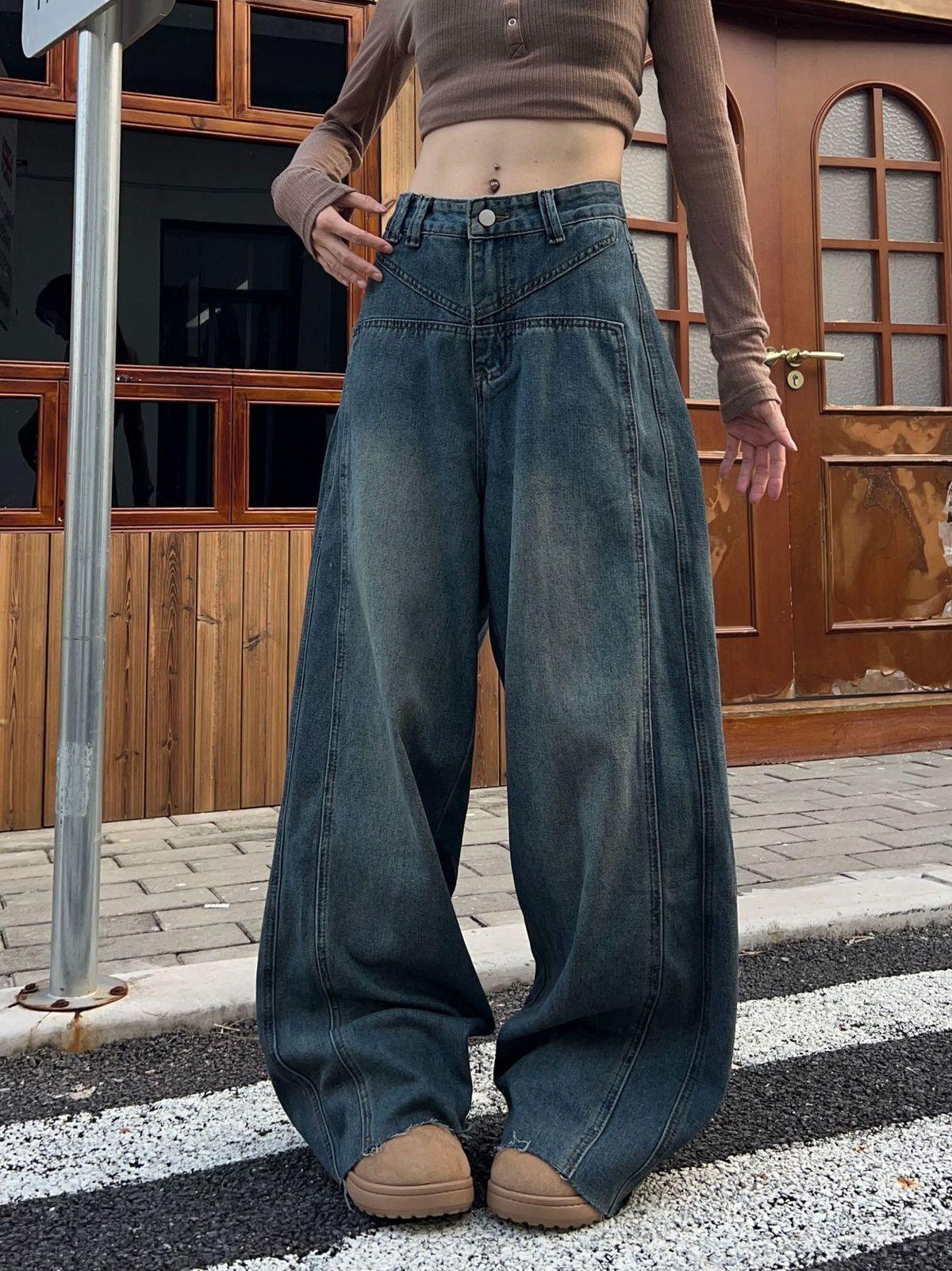 Designer Women's High Waist Straight Leg Jeans Plus Size Slimming Spring/Autumn Loose Fit Pear Shaped Figure Denim_ecoleips.com