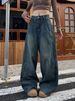 Designer Women's High Waist Straight Leg Jeans Plus Size Slimming Spring/Autumn Loose Fit Pear Shaped Figure Denim_ecoleips.com