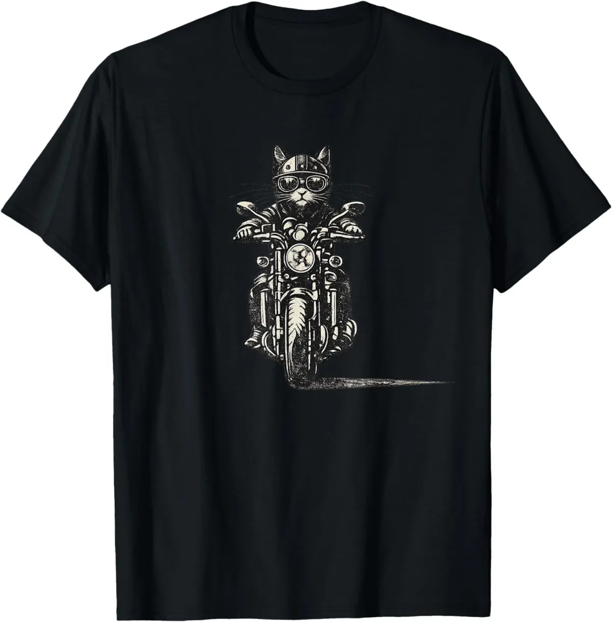 Women's T-Shirts Funny Cat Riding Classic Motorcycle Men Women Boy Biker T-Shirt_ecoleips.com