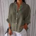 Women's Clothing Cotton And Linen Back Tie Design Shirt_ecoleips.com