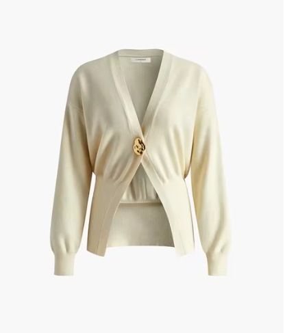 Elegant V-Neck Button Cardigan Sweater For Women - Soft Knit Open Front Lightweight Pullover With Long Sleeves, Loose Fit, Versatile Layering Piece_ecoleips.com