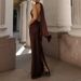 2025 Summer European And American Cross-Border Trade New Fashion Sexy Satin Backless Solid Color Elegant Dress_ecoleips.com