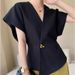 Slimming Waist Cinching Single Button Top Asymmetrical Design Drop Shoulder Sleeves Vest Waistcoat French Flair Women's Outerwear_ecoleips.com