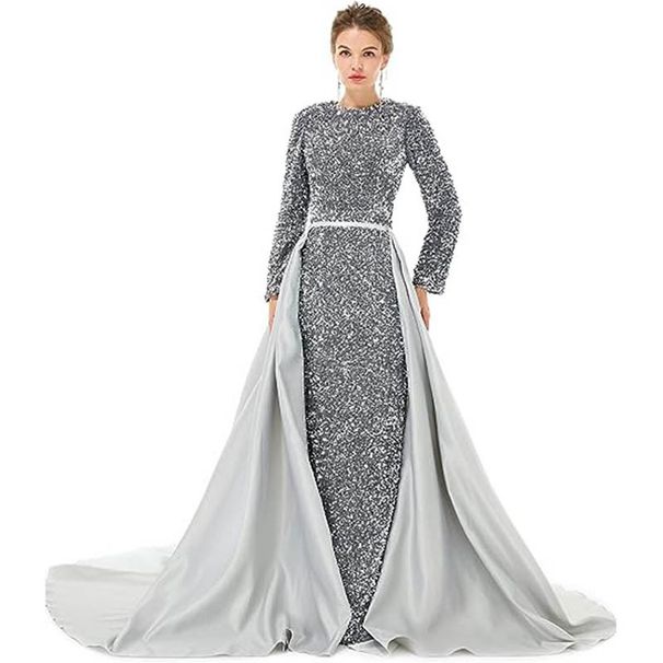 Women's Clothing Sequined Evening Dress Spring New Temperament Lady Sweet Long Sleeved Skirt Multiple Colors Optional_ecoleips.com
