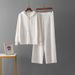 Women's Woolen Zip up Hooded Cardigan Set with Casual Loose Pants Solid Color Knitted Top And Bottoms_ecoleips.com