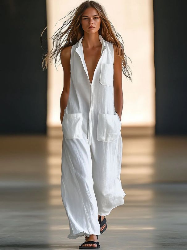 Women's Clothing Loose Plus Size Casual Jumpsuit Sleeveless Women's Romper For Formal & Casual For Women Maxi Dress_ecoleips.com